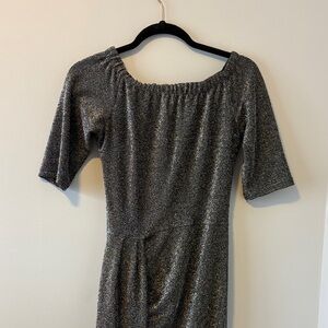 Metallic Black Glitter Off-Shoulder Women’s Dress